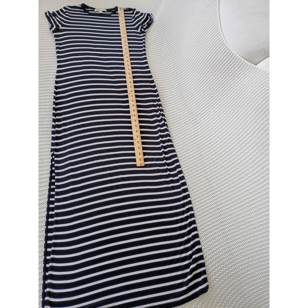 Michael Kors Nautical Black White‎ Cotton Striped Short Slve Maxi Dress Fits S/M - Picture 4 of 13